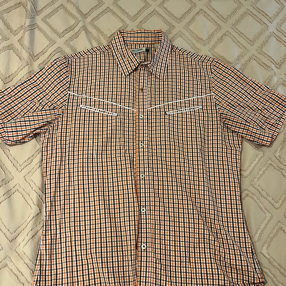 Paul Frank Men's Orange Checkered Shirt